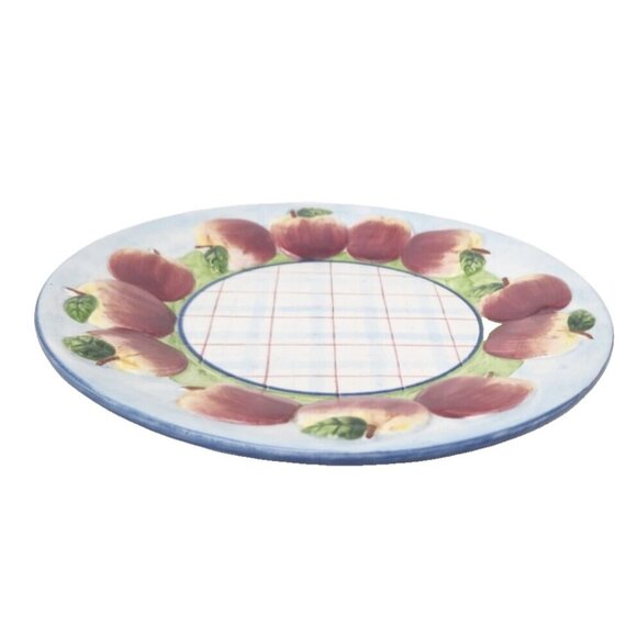 Yankee Candle Embossed Footed Ceramic Apple Plate Candle Holder by Michal Sparks - Picture 1 of 7